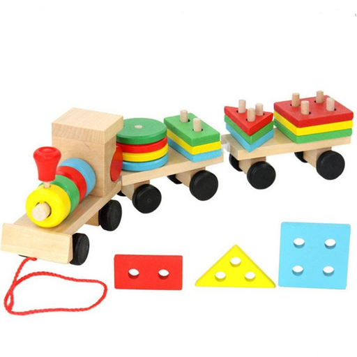 Montessori Wooden Train Cognitive Blocks - eBabyZoom