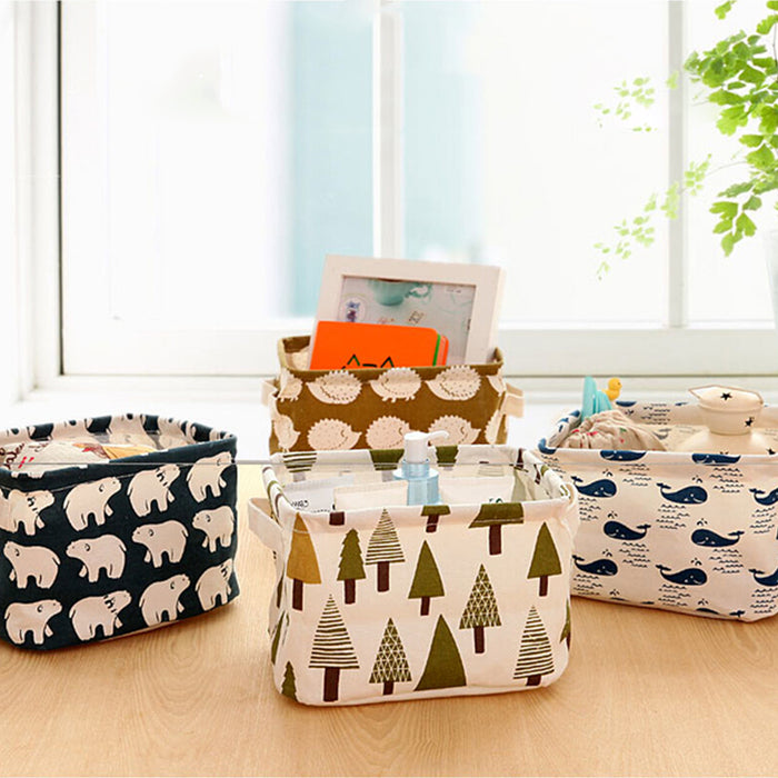 Cotton Linen Storage Box Office Desk Organizer Sundries Cosmetic Storage Basket Jewelry Stationery Container Holder Home Decor - eBabyZoom