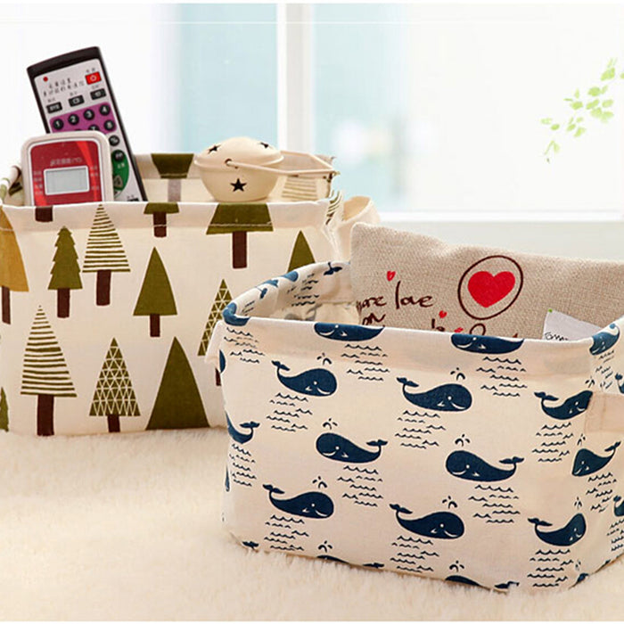 Cotton Linen Storage Box Office Desk Organizer Sundries Cosmetic Storage Basket Jewelry Stationery Container Holder Home Decor - eBabyZoom