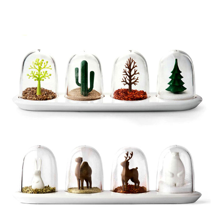 Four Seasons Plant Spice Jar 4 pcs/set Creative Animals Seasoning Bottle Salt Sugar Pepper Shaker Cooking Tools Kitchen Supplies - eBabyZoom