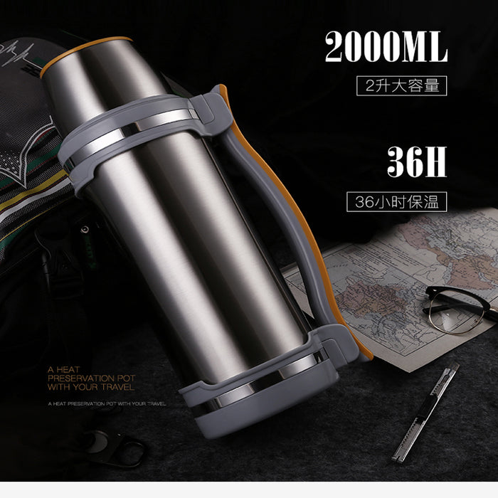 GYBL074 2L Stainless Steel Thermos Insulation Flask Large Capacity Pot Heat Water Bottle Coffee Pot Outdoor Travel Water Kettle - eBabyZoom