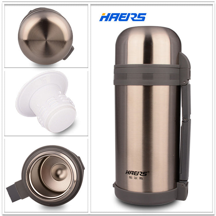 Haers 1200ml Wide Mouth Thermos With Hand Grip Vacuum Bottle Double Stainless Steel Insulated Thermos HG-1200-1 - eBabyZoom