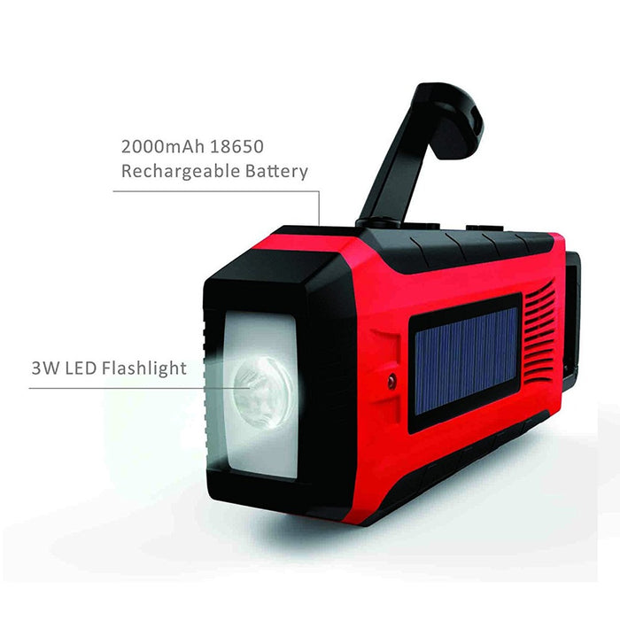 Hand Crank Generator USB Phone Charger 2000mAh Solar Radio With Super Flashlight - eBabyZoom