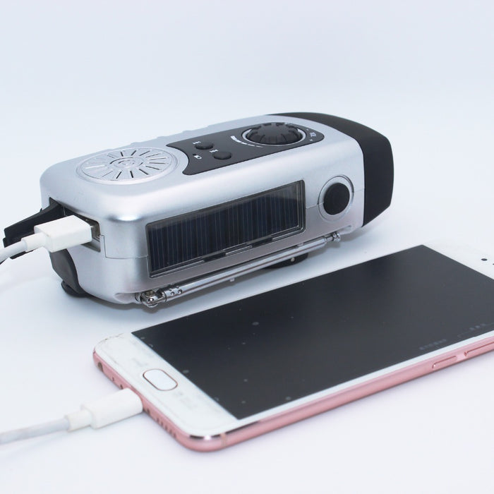 Portable Solar Crank Power FM Radio Hand Crank Dynamo 1W Super Bright Flashlight 2000mAh Emergency Phone Charger - eBabyZoom