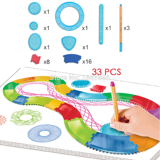 Spirograph set  Free style Draw Create Designs Patterns Art Paint Coloring Game Spiral Designs Educational toys For Children - eBabyZoom