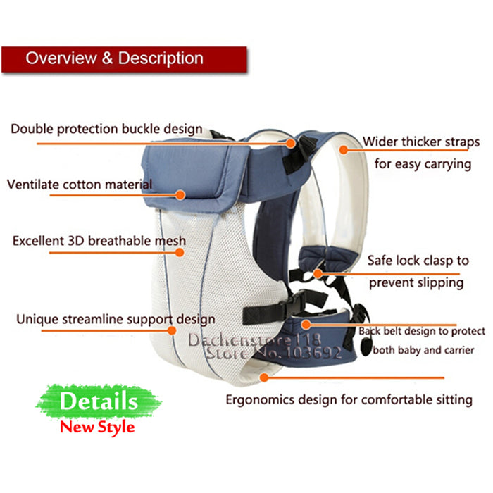Updated 2-30 Months Breathable Multifunctional Front Facing Baby Carrier Infant Baby Sling Backpack Pouch Wrap Baby Kangaroo - eBabyZoom