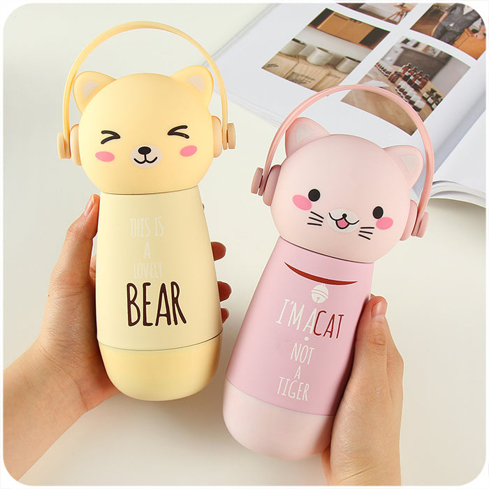 VILEAD Creative Cartoon Adorable Kawaii Monkey Cats Vacuum Thermos Kid Water Bottle Stainless Steel Cup Flasks Mug Children Gift - eBabyZoom