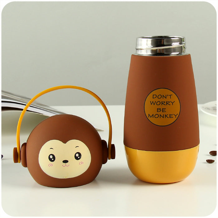 VILEAD Creative Cartoon Adorable Kawaii Monkey Cats Vacuum Thermos Kid Water Bottle Stainless Steel Cup Flasks Mug Children Gift - eBabyZoom