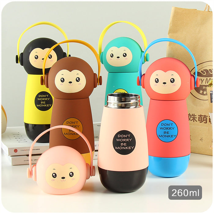 VILEAD Creative Cartoon Adorable Kawaii Monkey Cats Vacuum Thermos Kid Water Bottle Stainless Steel Cup Flasks Mug Children Gift - eBabyZoom