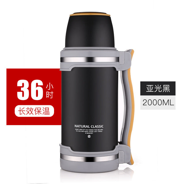 GYBL074 2L Stainless Steel Thermos Insulation Flask Large Capacity Pot Heat Water Bottle Coffee Pot Outdoor Travel Water Kettle - eBabyZoom