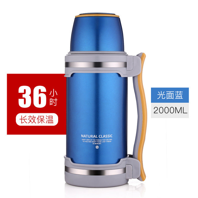 GYBL074 2L Stainless Steel Thermos Insulation Flask Large Capacity Pot Heat Water Bottle Coffee Pot Outdoor Travel Water Kettle - eBabyZoom