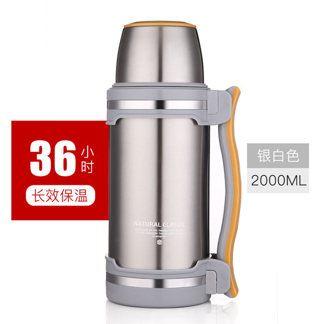 GYBL074 2L Stainless Steel Thermos Insulation Flask Large Capacity Pot Heat Water Bottle Coffee Pot Outdoor Travel Water Kettle - eBabyZoom